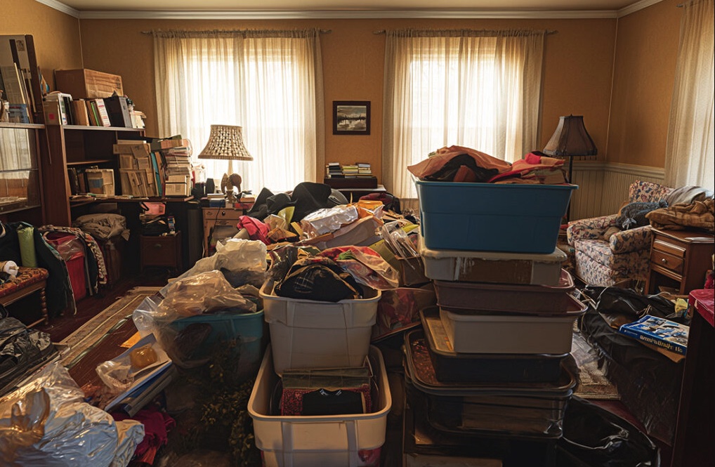 Cluttered Oak Park kitchen before cleanout planning